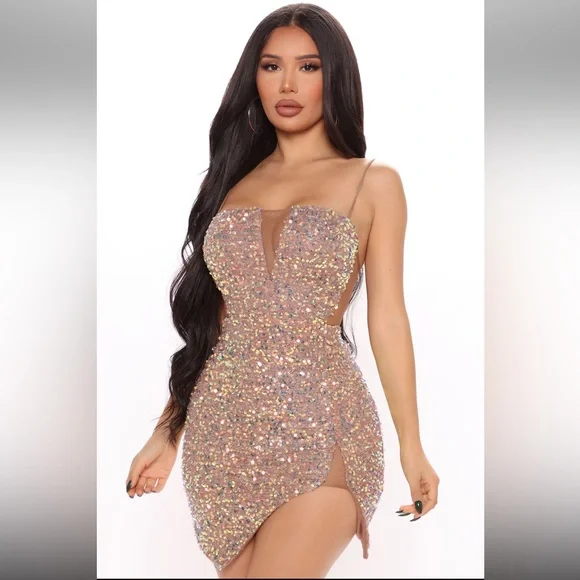 green emerald velvet dress Rose Gold Sequin Midi Dress TEA-LENGTH SEQUIN DRESS CDCH189S
